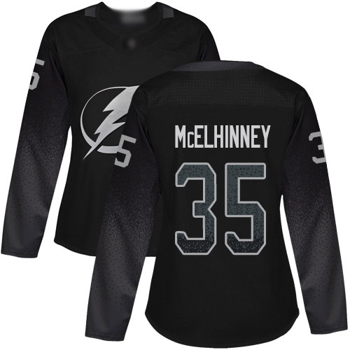 Adidas Tampa Bay Lightning 35 Curtis McElhinney Black Alternate Authentic Women Stitched NHL Jersey